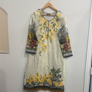 Pretty Floral Cotton 3-piece Suit with Silk Dupatta